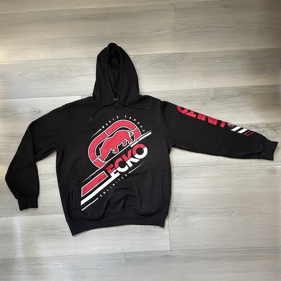 Y2K Ecko Untld. Unique Rhino Pattern on Logo Hoodie - Picture 3 of 5